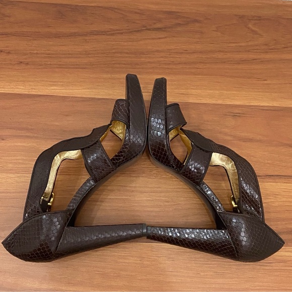 COACH “Ivanah” Python Leather Chestnut Brown High Heels Sandals Size 7.5B - Picture 12 of 16